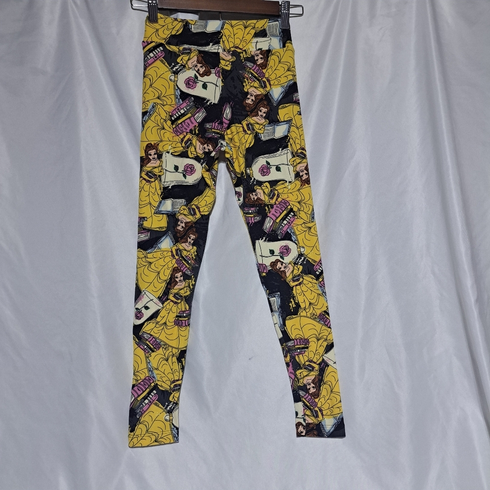 Lularoe Disney Belle Tween Leggings Fits Sz 00-0 Or Kids 10 - 2P - Picture 4 of 5